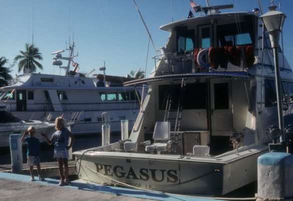 This was our family's boat. We were in the Caribbean snorkeling and diving A LOT. Notice the name: Pegasus. This was also one of Mom's (Peggy) nicknames.