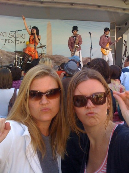 Streets in downtown DC are closed to traffic, where famous Japanese bands play, and make-shift beer gardens supply festival goers with refreshing adult beverages. So fun! Alan took this shot of me and my good friend Audra at the festival a couple of years ago.